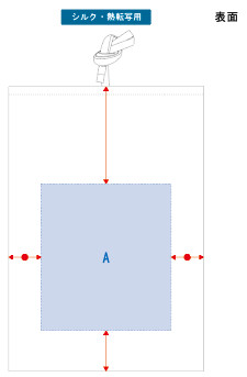 表面のオリジナル名入れ印刷可能範囲図