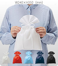 不織布ラッピング巾着（M）5色で激安いオリジナルエコバッグを作成