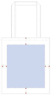 オーガニックコットンフラットショルダートート　ナチュラルの最大印刷範囲図