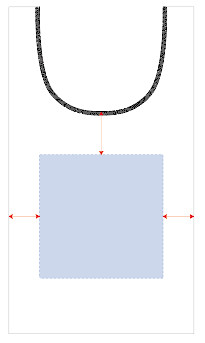 オーガニックコットンマルシェバッグ　ナチュラルのオリジナル名入れ印刷最大範囲図