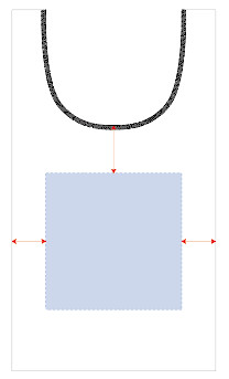 オーガニックコットンマルシェバッグ　ブラックでの最大印刷範囲図