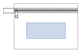 シャンブリックキャンバスフラットポーチ（S）の印刷可能範囲図