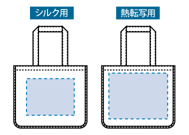 ジュート＆キャンバスコンビトートバッグ（L）の名入れ印刷可能範囲図