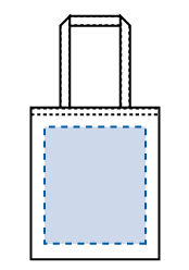 デニムライクフラットトート エコバッグの印刷範囲図