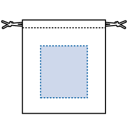 デニムライク巾着（Ｓ）エコバッグの印刷可能範囲図