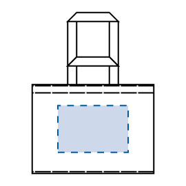 ビッグスクエアレジャートートバッグの印刷可能範囲図
