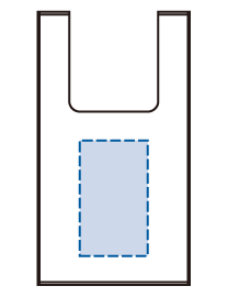 EVAマルシェバッグ（M）クリアの印刷可能範囲図　印刷範囲：W13×H22（cm）