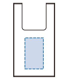 EVAマルシェバッグ（M）ブラックの印刷可能範囲図　印刷範囲：W13×H22（cm）