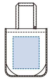 キャンバスホリデースクエアトートバッグ仕切りポケット付のシルク印刷可能範囲