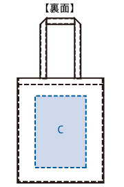 キャンバススクエアトートバッグ外ポケット付のシルク印刷可能範囲C裏面