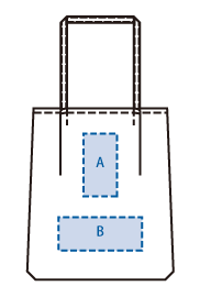 つまみハンドルキャンバストートバッグのシルク印刷可能範囲