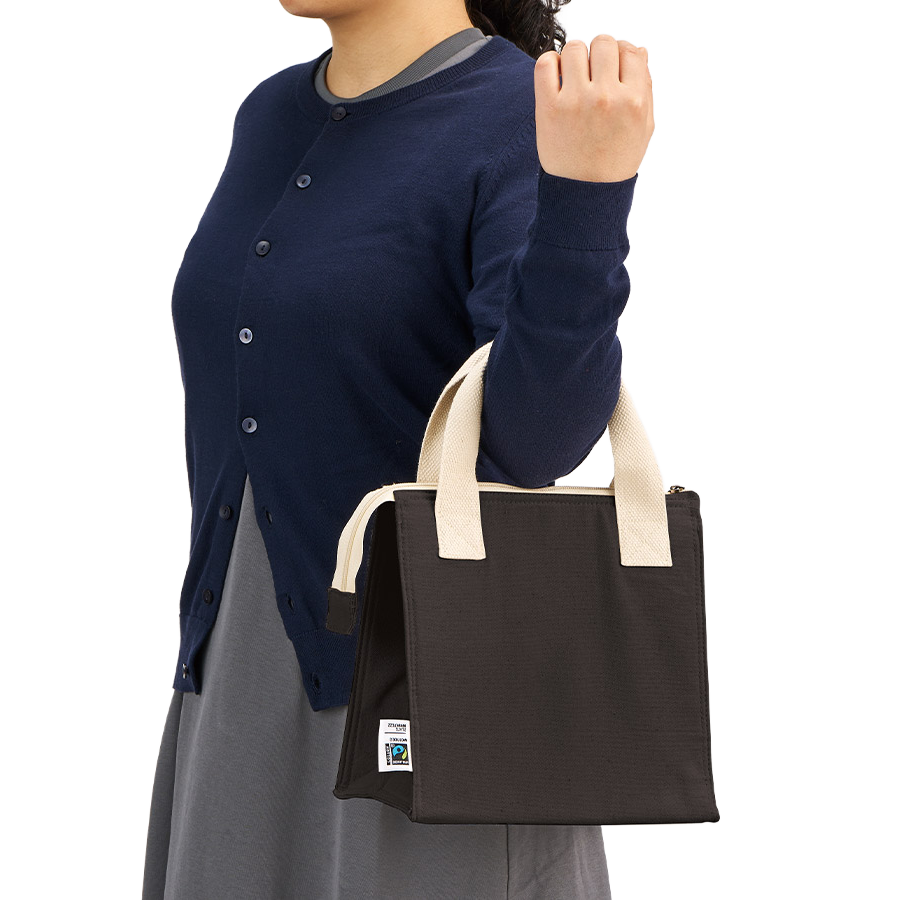 フェアトレードコットンスクエア保冷トートバッグ（S）2色