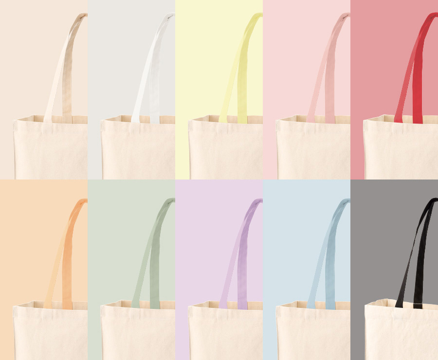 キャンバスボックストートループ付 9色 ナチュラル　ホワイト　レモンイエロー　スモークピンク　チェリー・レッド

ピーチオレンジ　オリーブ　パープル　スモークブルー　ナイトブラック