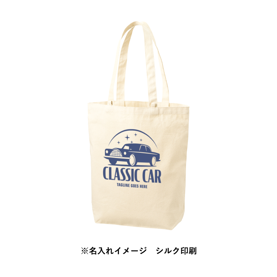 キャンバストート（Ｍ）インナーポケット＆ループ付　ナチュラルに大量作成でお安いシルクプリントをした例