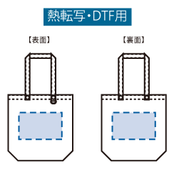 キャンバストートバッグ（Ｍ） Ｄカン付 2色　熱転写印刷可能範囲