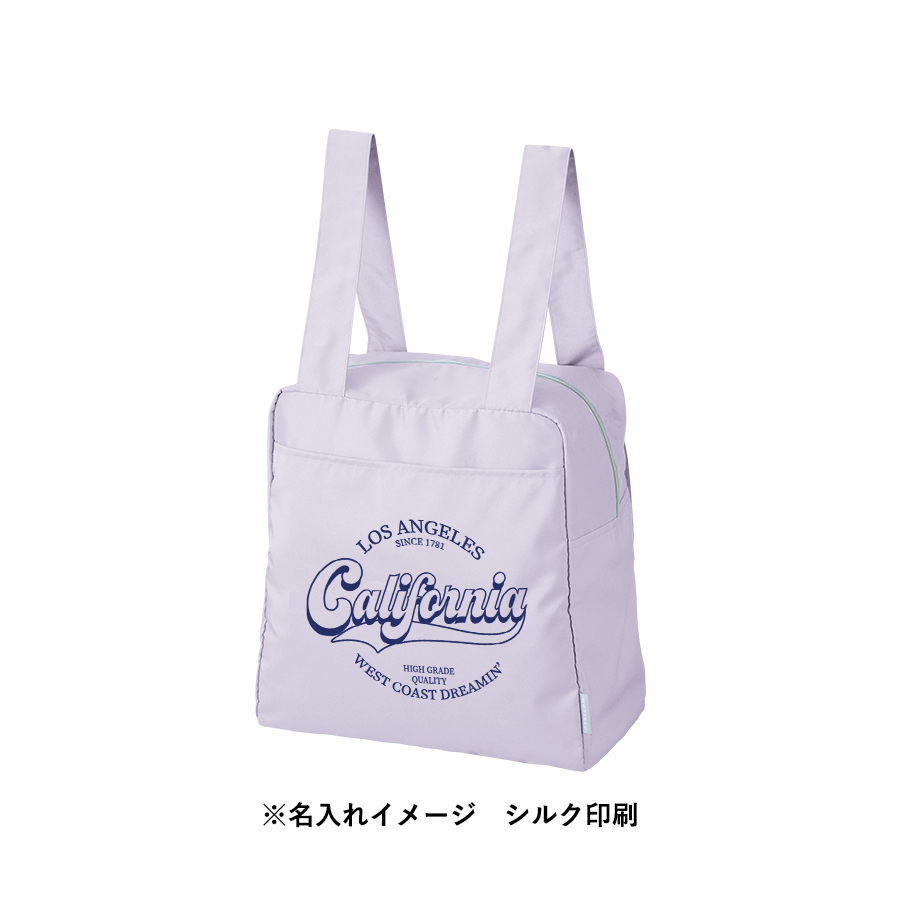 コンパクトクーラーショルダーリュック4色に大量作成でお安いシルクプリントをした例
