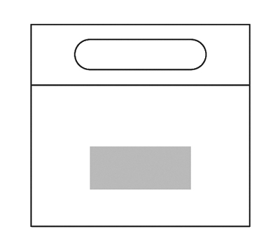 ECOクリア・スクエアミニトートバッグの箔押し印刷 印刷範囲：W70×H30（mm） 