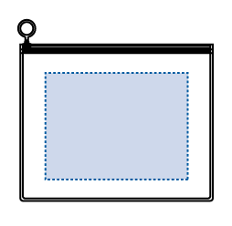 EVAクリアポーチ（L）エコバッグの印刷可能範囲図　■シルク印刷 印刷範囲：W200×H150（mm）■インクジェット印刷 印刷範囲：W200×H150（mm）