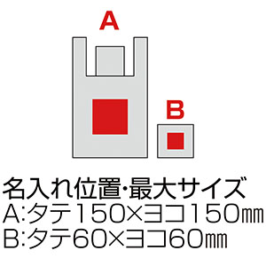 リサイクルコットンポータブルエコバッグの名入れ印刷可能範囲図