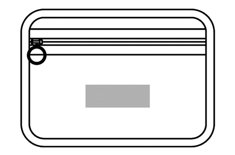 クリアフラットポーチエコバッグ シルク印刷の印刷範囲：W70×H25（mm） 